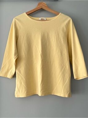 Vintage Talbots Women’s Large Boat Neck 3/4 Sleeve Yellow Pullover Top 90s Basic